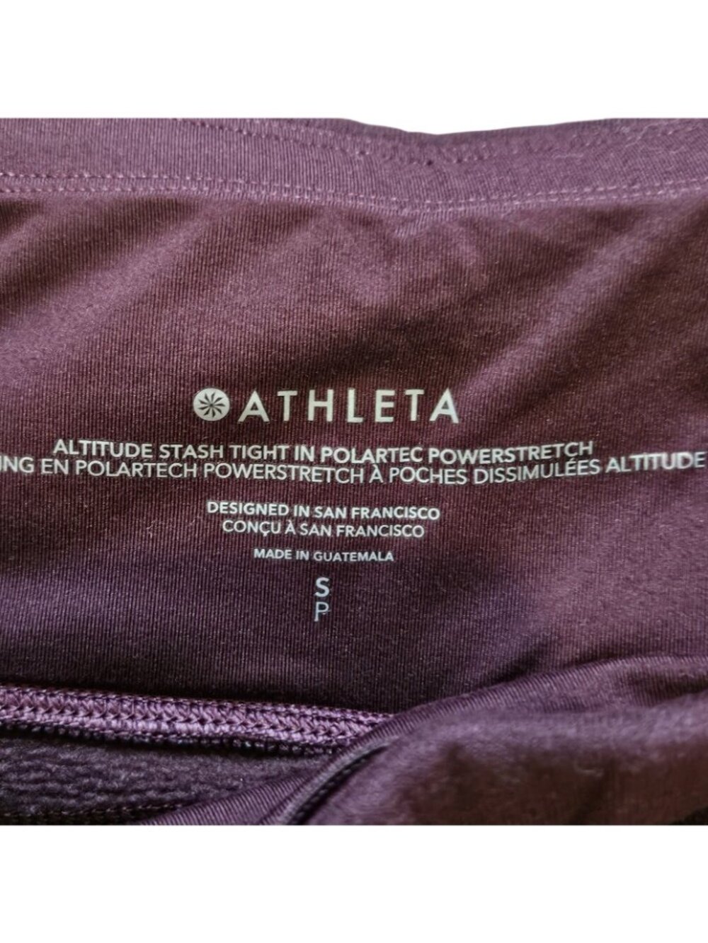 Athleta Altitude Stash Polartec Powerstretch Plum Leggings Womens Small - Picture 3 of 4